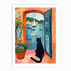 Cat On The Balcony 2 Art Print