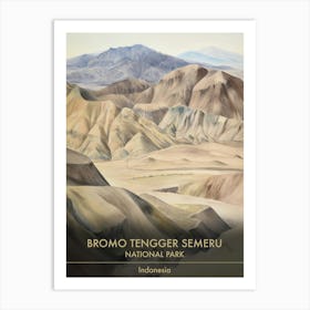 Bromo Tengger Semeru National Park Indonesia Watercolour 1 Art Print