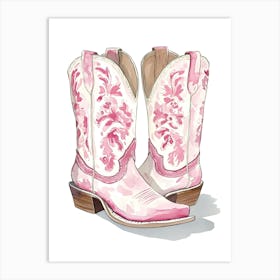 Pink Cowboy Boots 10 Art Print