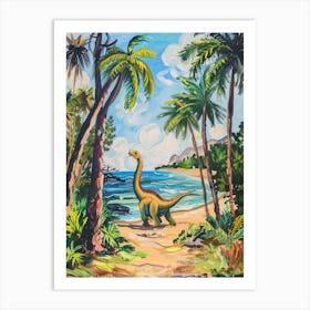 Dinosaur On The Beach Painting 2 Art Print