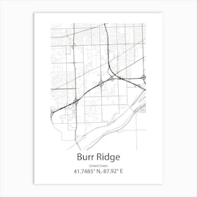 Burr Ridge,United States Minimalist Map Art Print