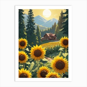 Sunflowers In The Countryside Art Print