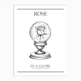 Rose In A Globe Line Drawing 1 Poster Art Print