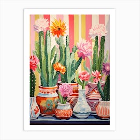 Cactus Painting Maximalist Still Life Notocactus 3 Art Print