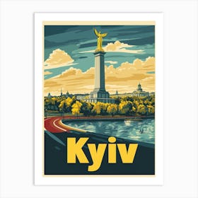 Aihrgdesign A 1970s Inspired Travel Poster For Kyiv Depicting D8bf5835 Be9d 455c Be74 093fac3459c0 0 Art Print