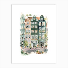 Amsterdam House Watercolour Street Art Print