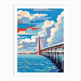 Oresun Bridge, Sweden Colourful 1 Art Print