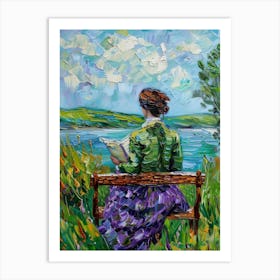 Reading By The Lake 2 Art Print