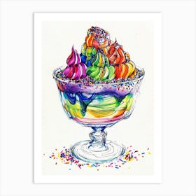 Rainbow Trifle Line Illustration 1 Art Print