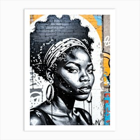 Vintage Graffiti Mural Of Beautiful Black Woman 115 Art Print