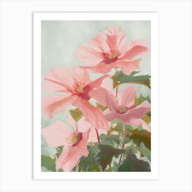 Poinsettia Flowers Acrylic Painting In Pastel Colours 2 Art Print