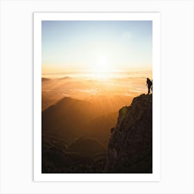 A Duo Of Lovers Embarking On A Scenic Sunset Climb To Crest A Majestic Mountain Peak Tango Between (2) Art Print