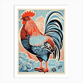 Vintage Bird Linocut Chicken 6 Art Print