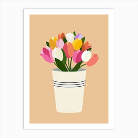 Colorful Tulips In A Vase Art Print