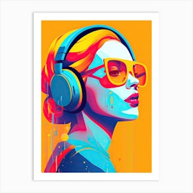 Girl With Headphones Pop Art 1 Art Print