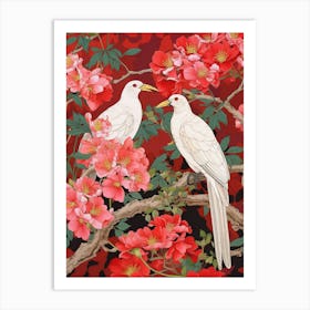Crape Myrtle And Birds Vintage Japanese Botanical Art Print
