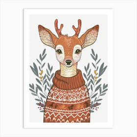 Deer In Sweater Art Print