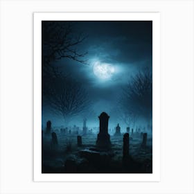 Graveyard At Night 31 Art Print