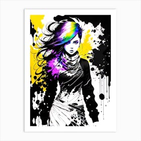 Girl With Rainbow Hair Art Print