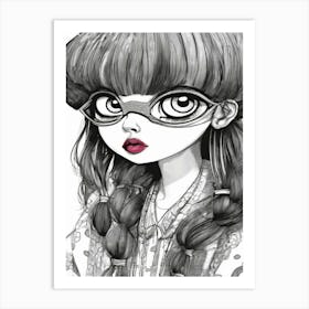 Girl With Glasses And Red Lips Art Print