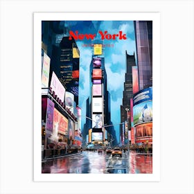 New York United States Times Square Modern Travel Illustration Art Print