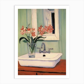 Bathroom Vanity Painting With A Iris Bouquet 3 Art Print