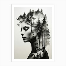 Forest With Woman Art Print