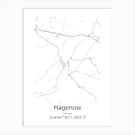 Hagenow,Germany Minimalist Map Art Print