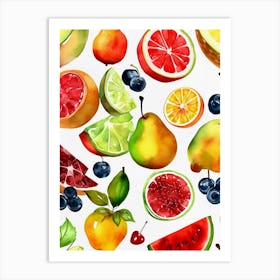 Fruits Watercolor Painting Art Print