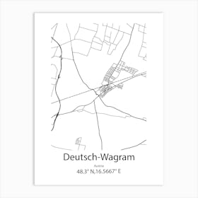 Deutsch Wagram,Austria Minimalist Map Art Print