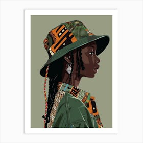 African Girl In A Hat Art Print