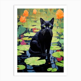 Cat In Water 3 Art Print