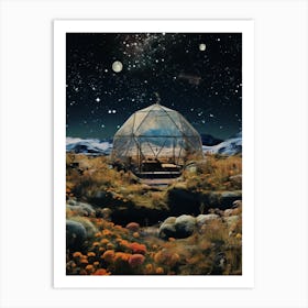 Cosmic yurt in a field - cosmic surrealism 2 Art Print