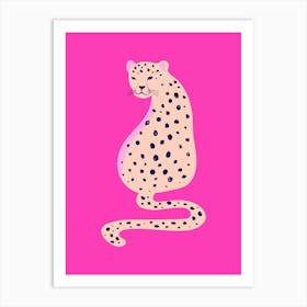 Leopard On Pink Background Art Print