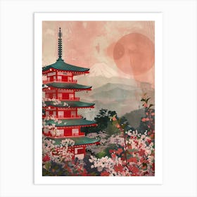 Kiyomizu Dera Temple In Kyoto Mid Century Modern 2 Art Print
