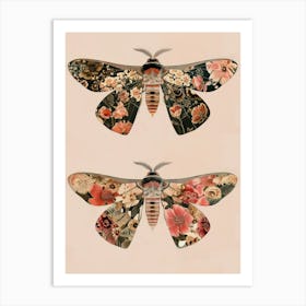 Pink Botanical Butterflies William Morris Style 9 Art Print