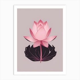 A Pink Lotus In Minimalist Style Vertical Composition 26 Art Print