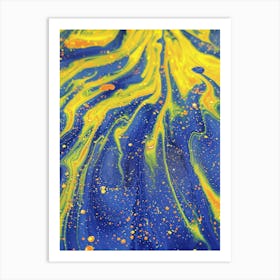 Blue And Yellow Swirls 3 Art Print