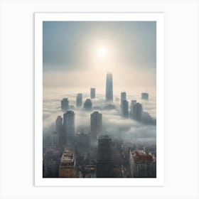 Cityscape In The Fog 1 Art Print