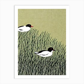 Bufflehead 2 Linocut Bird Art Print