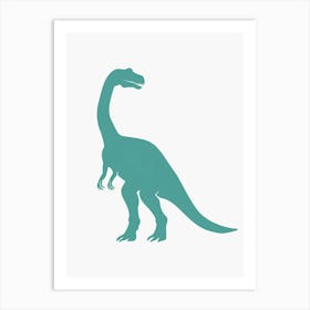 Teal Dinosaur Silhouette 1 Art Print