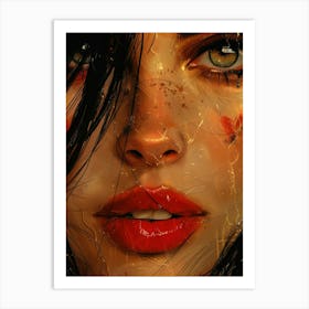 Woman With Red Lips 1 Art Print