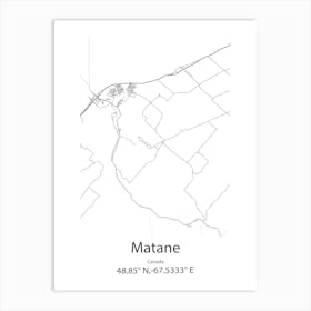 Matane,Canada Minimalist Map Art Print