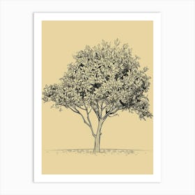 Magnolia Tree Minimalistic Drawing 2 Art Print