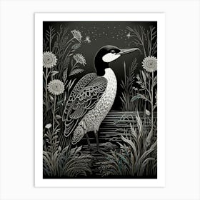 Bird Linocut Common Loon 3 Art Print