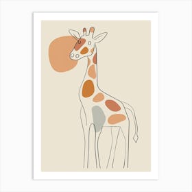 Giraffe - Boho, Line Art 3 Art Print