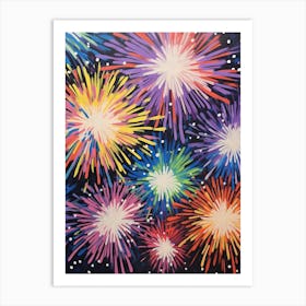 Fireworks Gouache Painting 3 Art Print