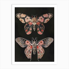 Night Butterflies William Morris Style 8 Art Print