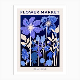 Blue Flower Market Poster Columbine 3 Art Print