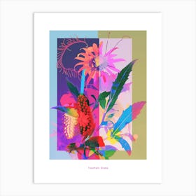 Fountain Grass 4 Neon Flower Collage Poster Art Print